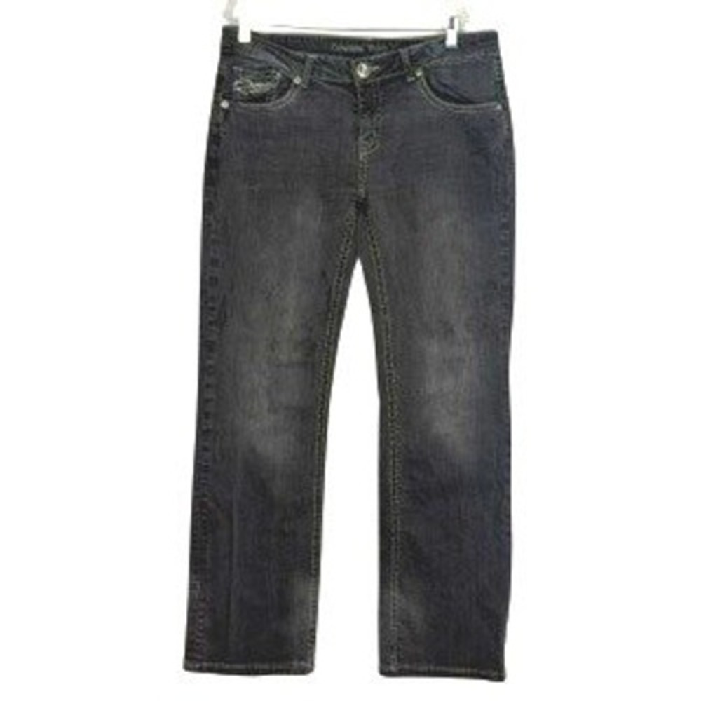 Cowgirl Tuff Co Womens Black Straight Leg Jeans Barbed Wire Embroidery 34x32